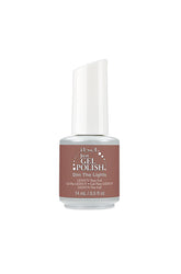 Front view on 0.5-ounce bottle of ibd Just Gel Polish in Dim the Light variant with two-tone color